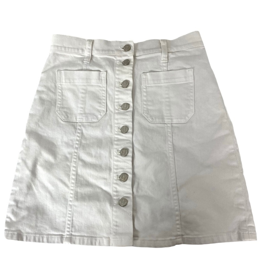 Madewell Patch Pockets Button Front Denim Skirt 26 - image 8